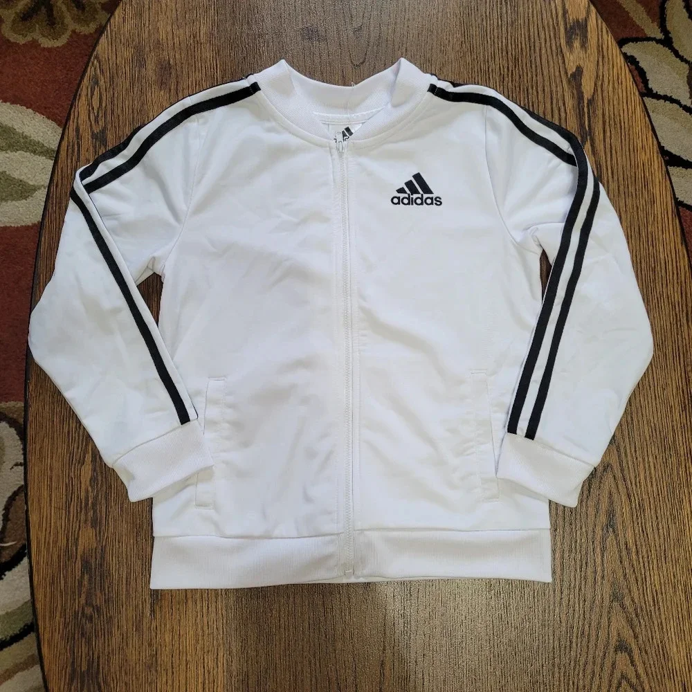 Adidas Essentials White 3-Stripes Track Jacket Size Kids 10/12